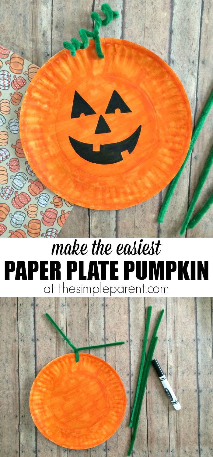 Learn how to make the easiest Paper Plate Pumpkin Craft ever! You probably have most of the supplies for this paper plate craft idea! It's a fun way to celebrate fall or Halloween with the kids!
