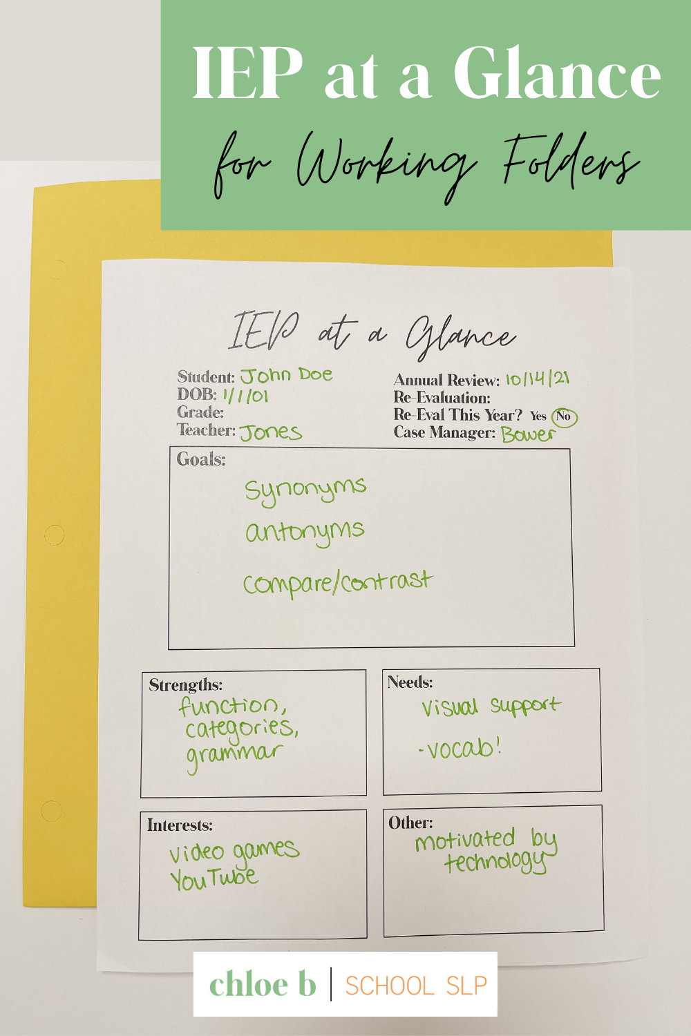 iep-at-a-glance-sheet-chloe-b-school-slp-iep-management